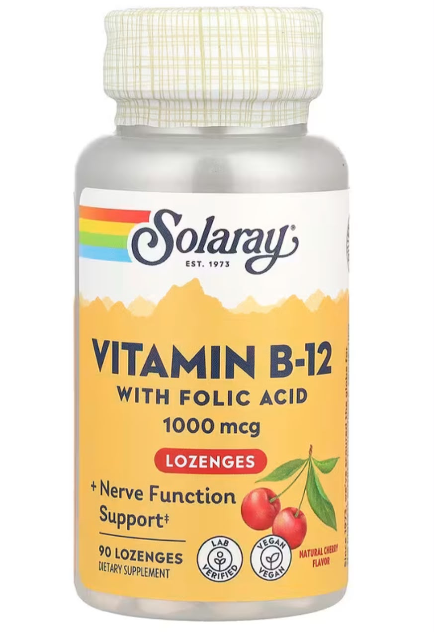 Solaray Vitamin B-12 with Folic Acid 1000 mcg Lozenges