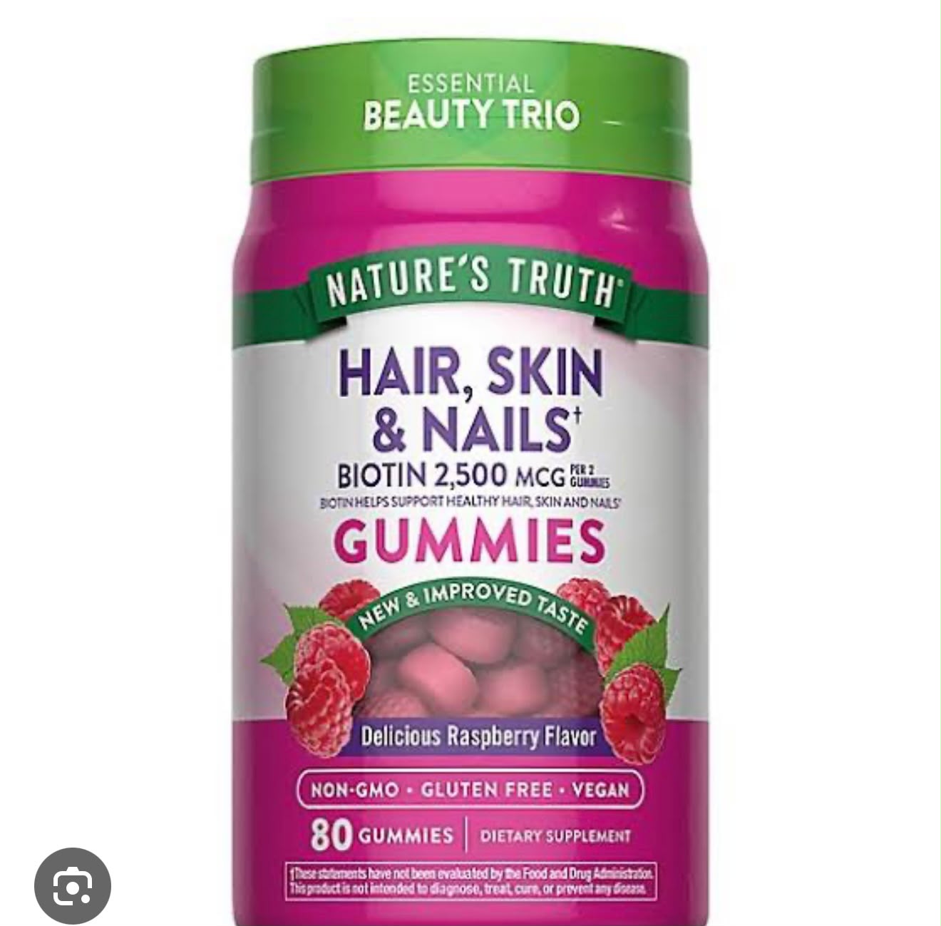 Nature’s Truth Hair, Skin & Nails Gummies with Biotin 2,500 mcg – 80 Gummies