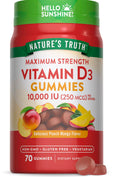 Nature’s Truth Maximum Strength Vitamin D3 Gummies 10,000 IU (250 mcg) – 70 Gummies